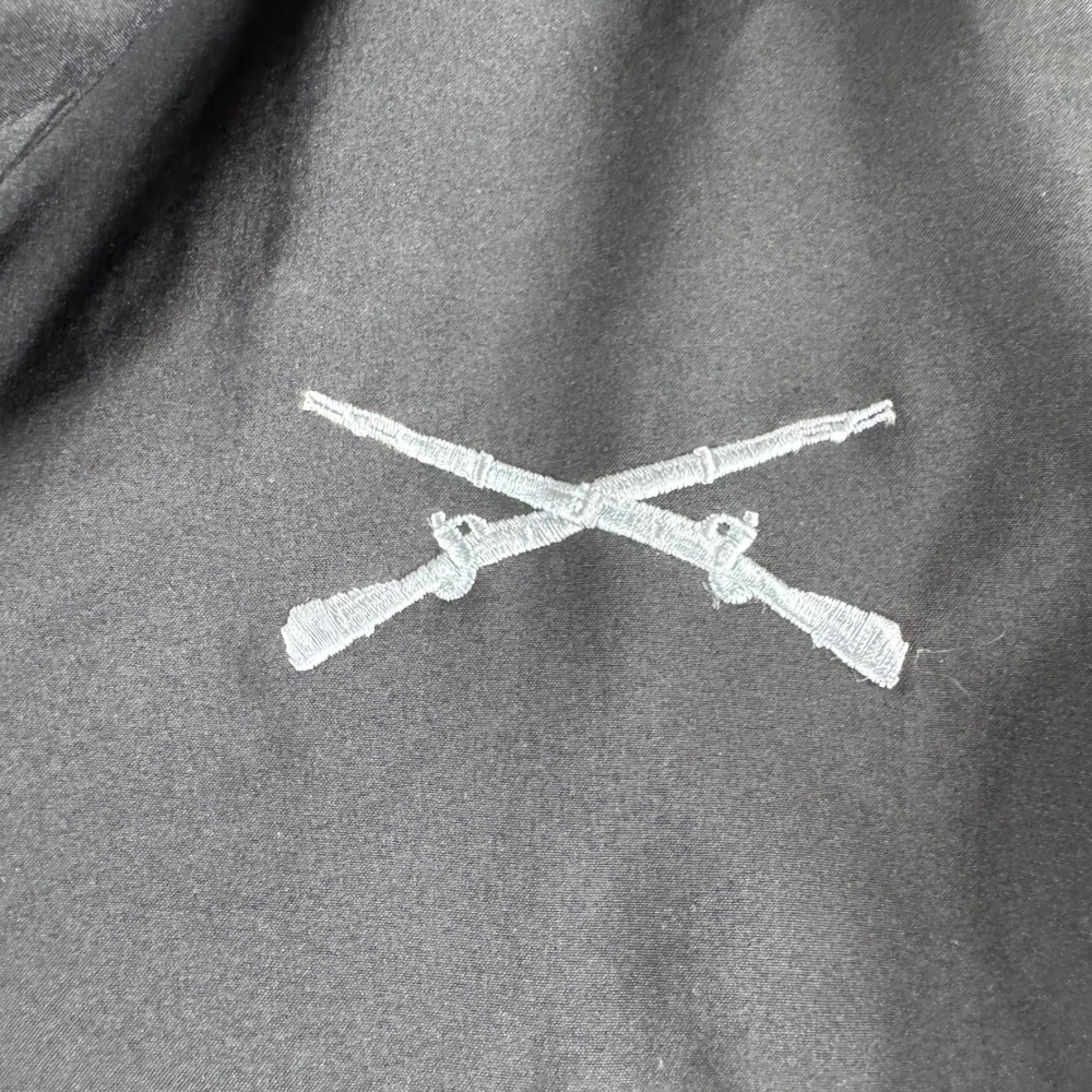 Mens Tactical Softshell Jacket Black Fleece Lined Hooded Crossed Rifles Size XL - Picture 2 of 6